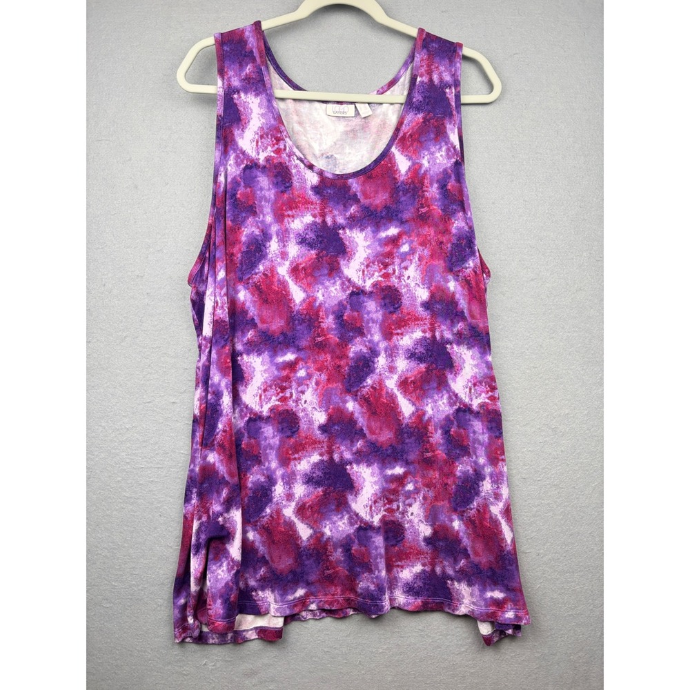 LOGO Layers Tank Top Womens 3X Tie Dye Sleeveless Scoop Neck